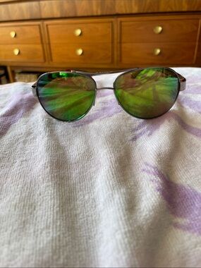 Native Aviator Sunglasses with Green Mirrored Lenses